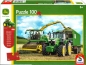 Preview: Puzzle John Deere - Traktor 6195M und Feldhäcksler 8500i 100 Teile - inkl. original SIKO Traktor 7530 - SCHMIDT SPIELE®