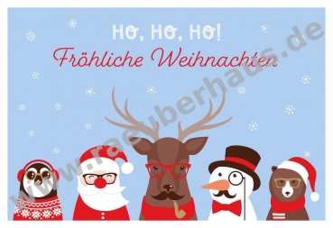 Ho, Ho, Ho! Fröhliche Weihnachten, Klappkarte mit Umschlag