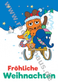 Fröhliche Weihnachten Schlitten, Postkarte