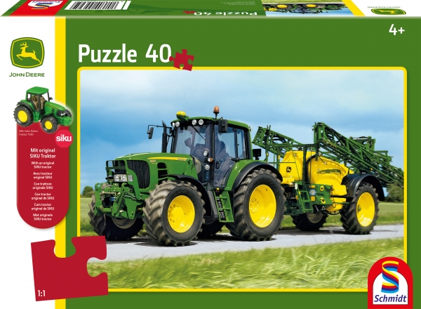 Puzzle John Deere - Traktor 6630 mit Feldspritze 40 Teile - inkl. original SIKO Traktor 7530 - SCHMIDT SPIELE®