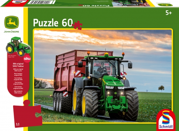 Puzzle John Deere - Traktor 8370R 60 Teile - inkl. original SIKO Traktor 7530 - SCHMIDT SPIELE®