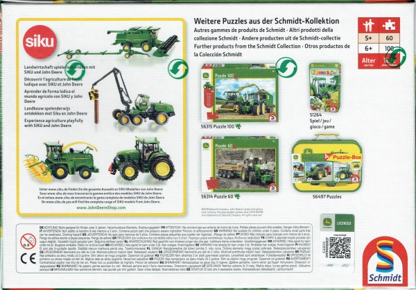 Puzzle John Deere - Traktor 8370R 60 Teile - inkl. original SIKO Traktor 7530 - SCHMIDT SPIELE®