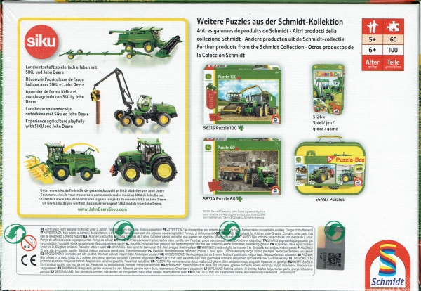 Puzzle John Deere - Traktor 7310R und 8600i Feldhäcksler 100 Teile - inkl. original SIKO Traktor 7530 - SCHMIDT SPIELE®