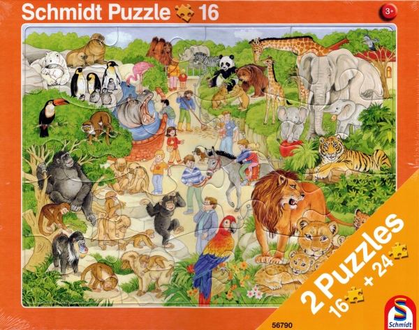 Rahmenpuzzle 2er Set - Tiere im Zoo 16 Teile - Tiere auf dem Bauernhof 24 Teile - SCHMIDT SPIELE®
