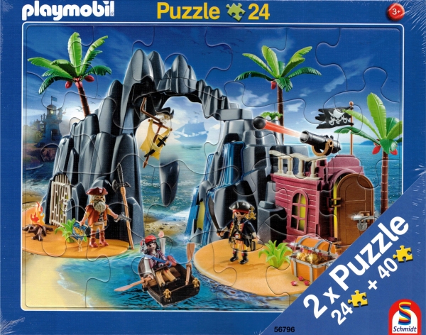 Rahmenpuzzle 2er Set - Playmobil® Pirateninsel 24 Teile - Playmobil® Bauernhof 40 Teile - SCHMIDT SPIELE®