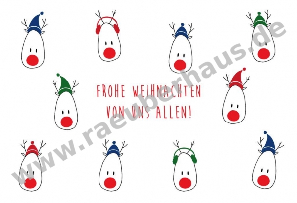 Frohe Weihnachten von uns allen, Klappkarte mit Umschlag