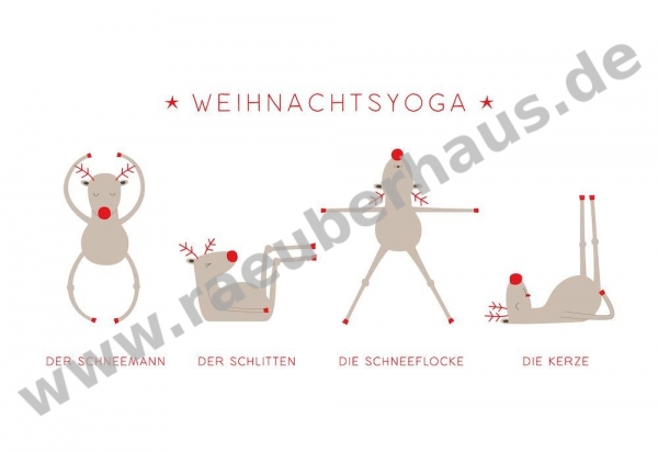 Weihnachtsyoga, Klappkarte mit Umschlag