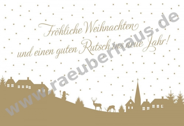 Fröhliche Weihnachten und einen guten Rutsch ins neue Jahr, Klappkarte mit Umschlag